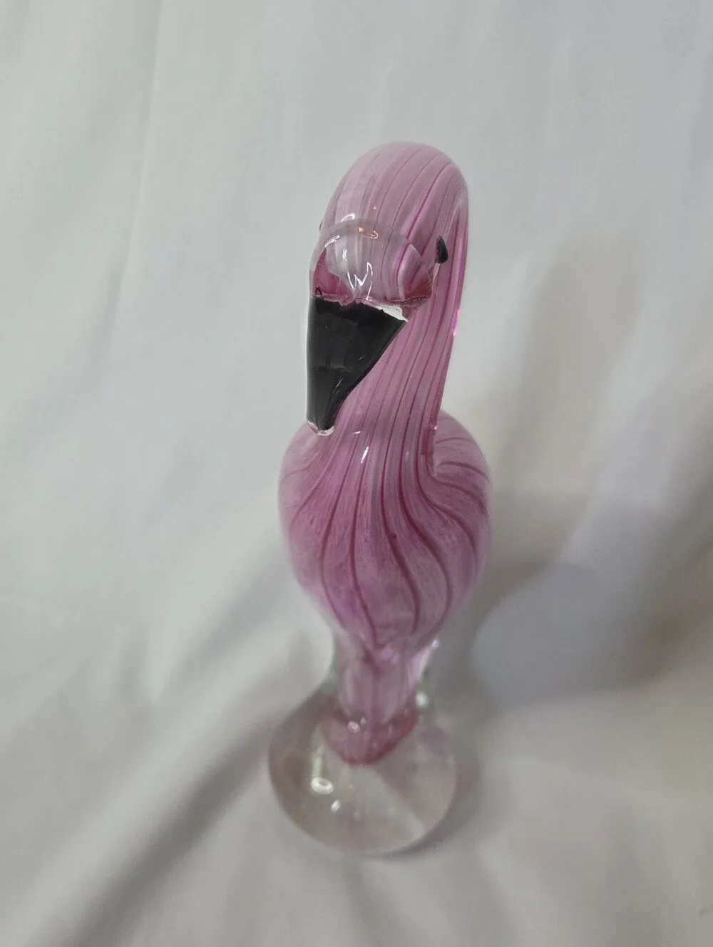 Handblown Pink Glass Flamingo Figurine